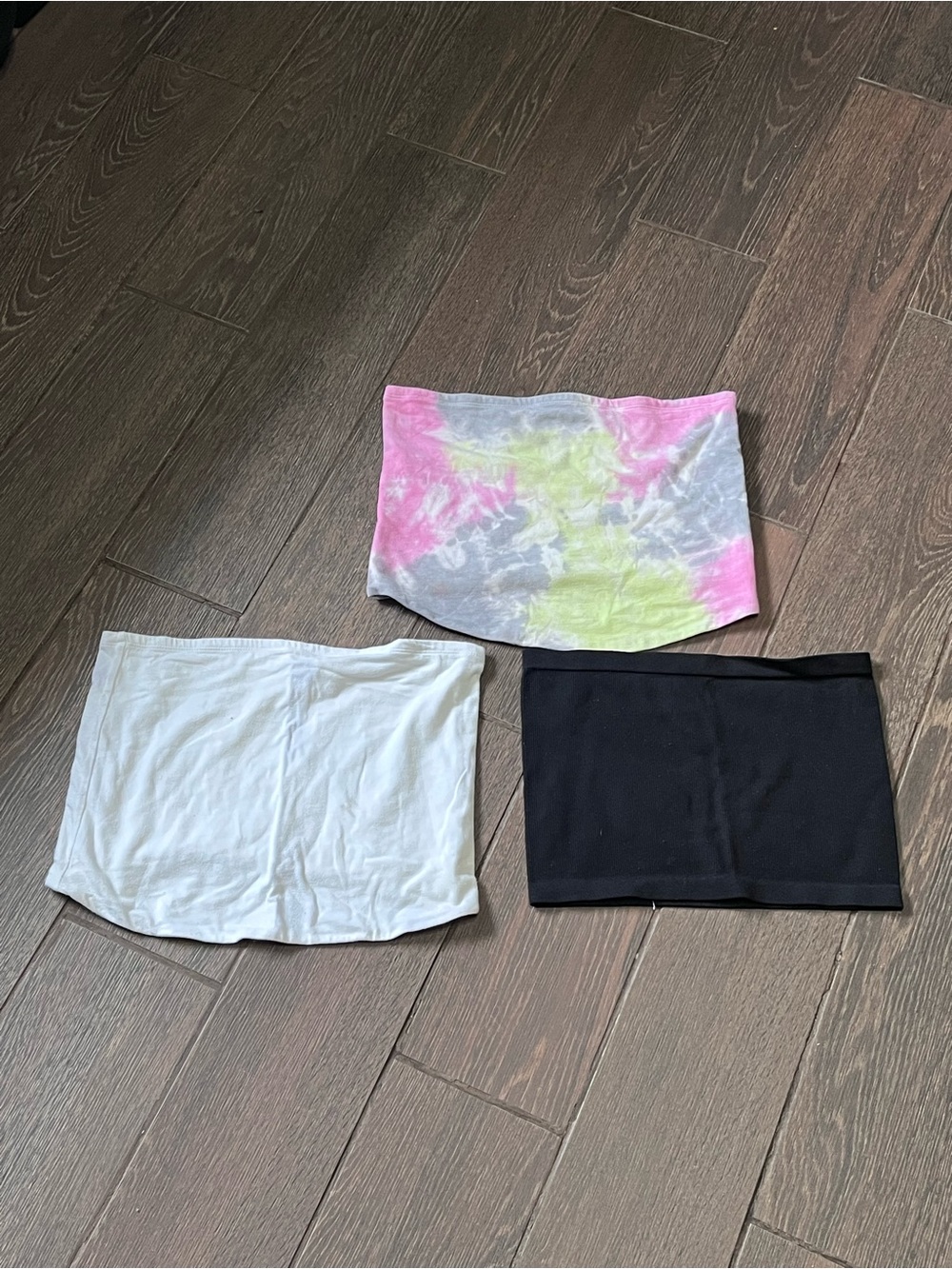 Girls Seamless Tube Top Set - Black, White & Tie-Dye size s-M